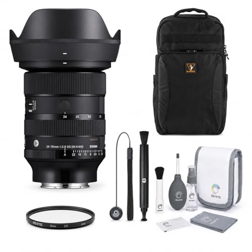 Sigma 24-70mm f/2.8 DG DN II Art Lens for Sony E Bundle with Backpack Multi Coated UV Lens Filter LensPen Cleaner Cap Tether and Cleaning Kit Sigma 4-Year Limited Warranty
