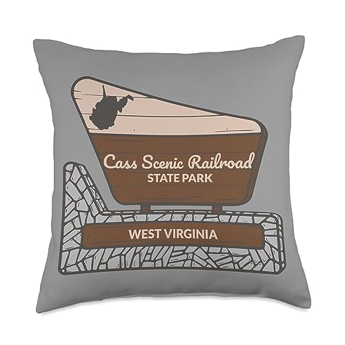 Cass Scenic Railroad State Park West Virginia WV Cass Scenic Railroad State Park West Virginia Welcome Sign Throw Pillow, 18x18, Multicolor