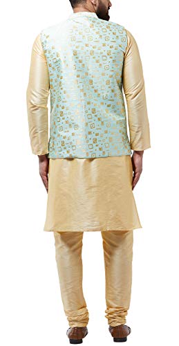 Image of Sojanya (Since 1958 Men'S Silk Blend Kurta Pyjama & Nehru Jacket Combo