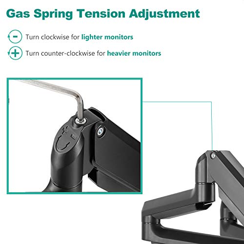 WALI GSDM003 Premium Triple LCD Monitor Desk Mount Fully Adjustable Gas Spring Stand for Display up to 27 inch, 15.4lbs Weight Capacity, Triple Arm, Black