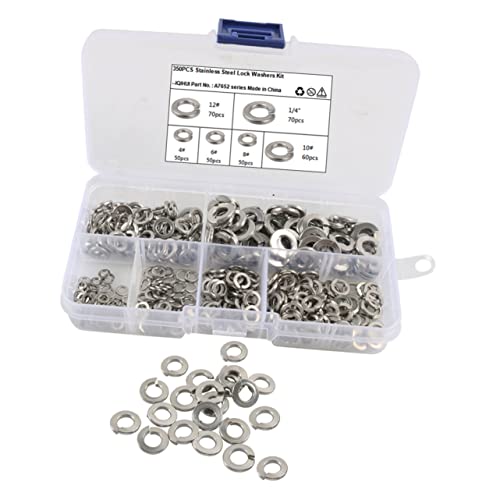 BELLIFFY Stainless Steel Spring Washer Set 350pcs Assorted Automotive Repair Washers Gasket