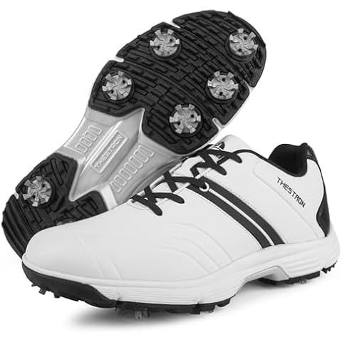 Waterproof Golf Shoes Men Spikes Golf Sneakers Male Outdoor Walking Footwears for Golfers (11.5,WhiteBlack) Cover
