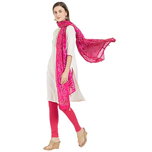 Image of DUPATTA BAZAAR Woman's Printed Bandhini Silk dupatta