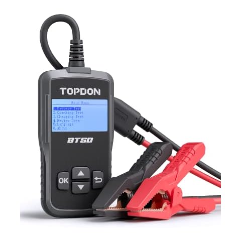 Car Battery Tester 12V, TOPDON BT50 Battery Load Tester with Battery Health Check Cranking & Charging Test, Digital Auto Battery Analyzer for Car Truck Motorcycle ATV SUV Boat Yacht Cover