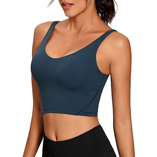 Image of Lemedy Women Sports Bra Longline Crop Tank Top Padded Workout Running Yoga