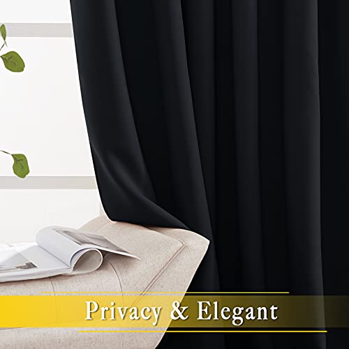 NICETOWN Blackout Curtain for Sliding Glass Door, Grommet Top Thermal Insulated Weighted Wide Drapes/Draperies for Bedroom/Living Room (Black, 80 by 95 inches, 1 Panel)