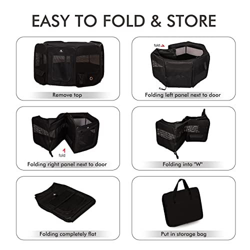X-Zone Pet Portable Foldable Pet Dog Cat Playpen Crates Kennel/Premium 600D Oxford Cloth,Removable Zipper Top, Indoor And Outdoor Use (Small, Black) #TOP5