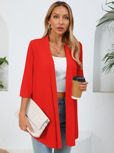 Image of Women's Lightweight Open Front Cardigans Casual Soft Drape Spring Summer Fall Cardigan S-3XL