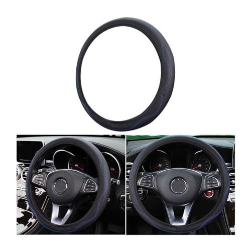 CGEAMDY Coprivolante Auto, Coprivolante in Pelle Microfibra, Copri Volante Antiscivolo Traspirante Durevole, Universale Protezione Custodia Volante Auto per Macchina Autocarri(Nero Blu)