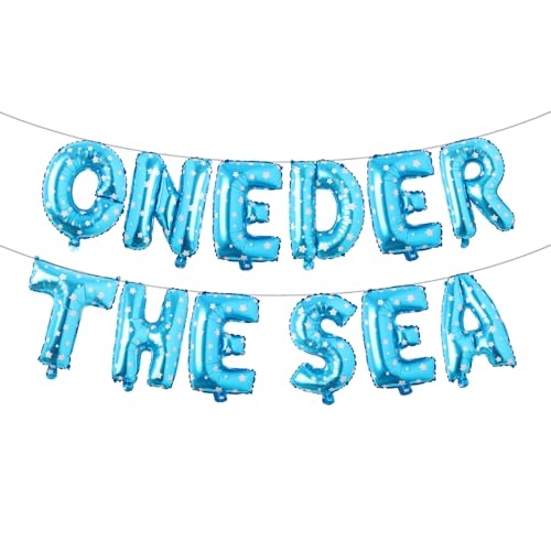Image of Oneder The Sea First Birthday Decoration Oneder The Sea Party Favors Under The Sea Mermaid Party Backdrop Party Supplies Favors Balloon 1st Birthday Girl Decorations (ONEDER THE SEA Blue Star)