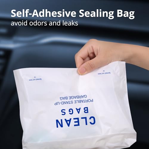 Image of 80 Count Self-Adhesive Trash Bag Dispenser Stand-up Trash Bag, Car Trash Bags for Travel, Lazy People Trash Bin, for Kitchen Bedroom Desk, Portable Trash Bin, Garbage Bag with Sealing Function