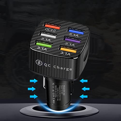 USB Fast Car Charger | QC 3.0 Type-C Rapid Car Charger,6USB Fast Mini Car Charger Compatible with Ca