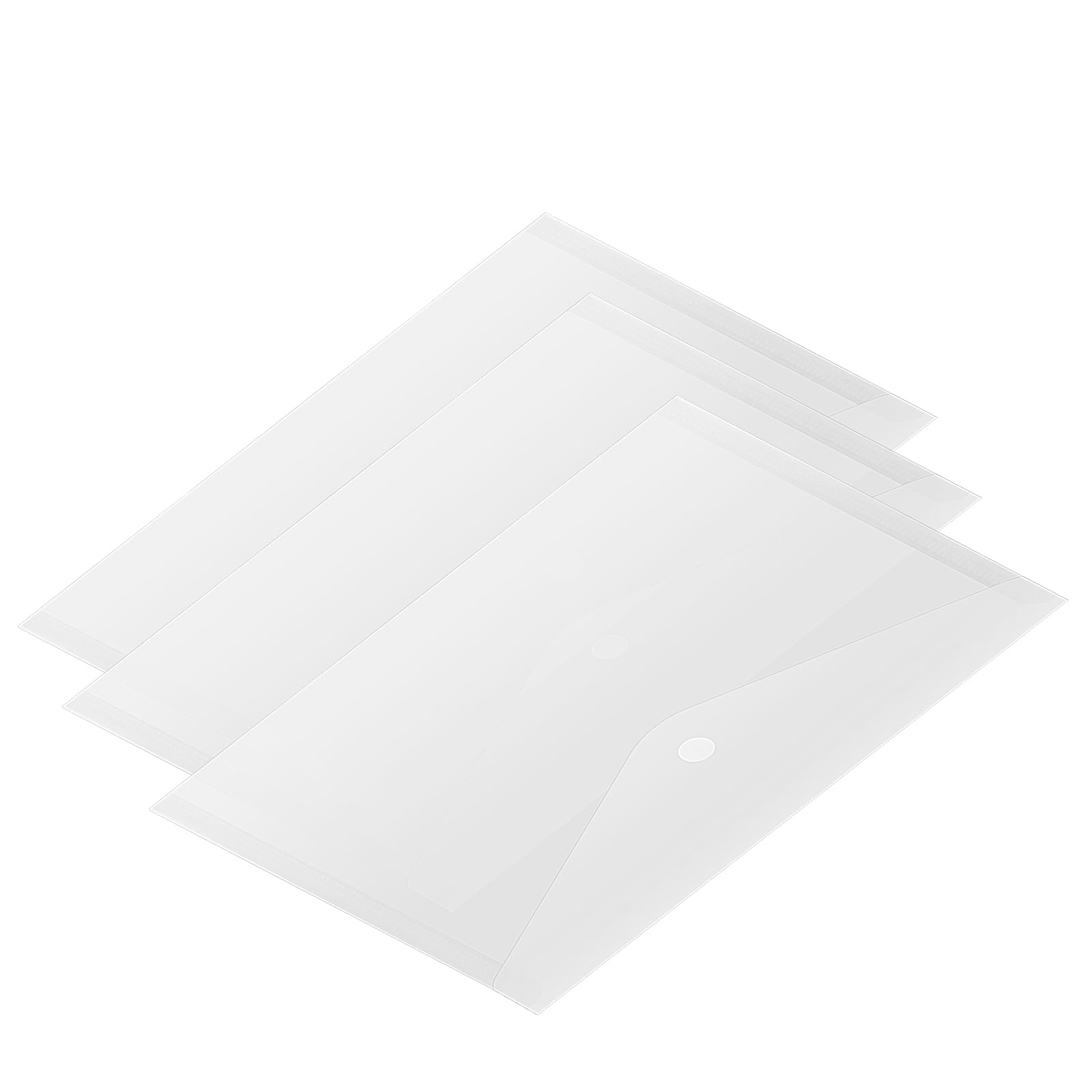 SOUJAP 80 carteras de plástico transparente A5 con botón para archivos, carpetas con botón para el hogar, oficina, 24 x 17 cm