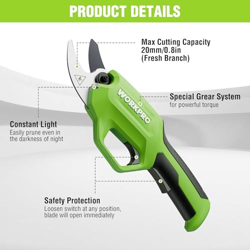 Image of WORKPRO 7.2V Electric Pruning Shears, 0.8 inch Cutting Diameter