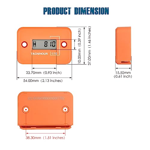 image for Runleader Digital Mini Tach Hour Meter,TOT Hours Accumulate,Real-time 