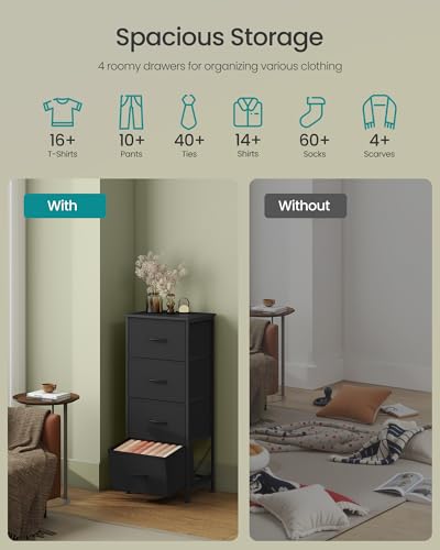 SONGMICS BELLAH Collection - Dresser for Bedroom, Chest of Drawers, Storage Organizer Unit, Closet, Entryway, Steel, 4 Drawers, Modern, Ink Black and Ebony Black ULGS314BH03 - Image 5