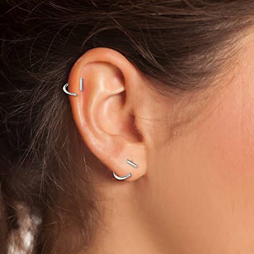 Aoedej Half Hoop Earrings 925 Sterling Silver Tiny Huggie Hoop Small Comfy Half Hoop C Hoop Earrings For Women Girls (Bar) #TOP1