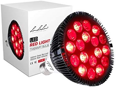 LouLeLou Red Light Therapy Lamp—54 W, Medical Grade Infrared Light Therapy Bulb, 18 LED’s, 660nm Red and 850nm Near Infrared for Skin and Soothing Pain Relief—Lasts 50,000 Hours
