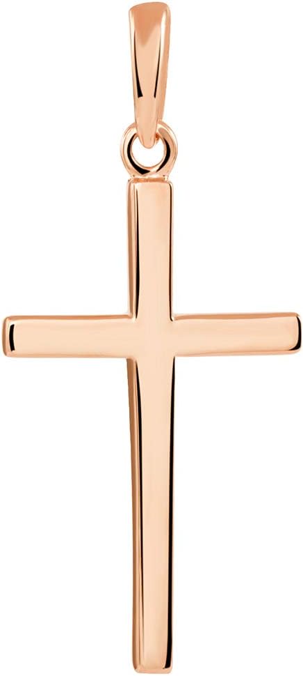 Jewelry America 14k Solid Rose Gold Classic Plain Religious Cross Pendant
