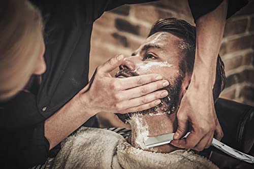 100 Blades + Facón Professional Marble Straight Edge Barber Razor - Salon Quality Cut Throat Shavette #TOP2