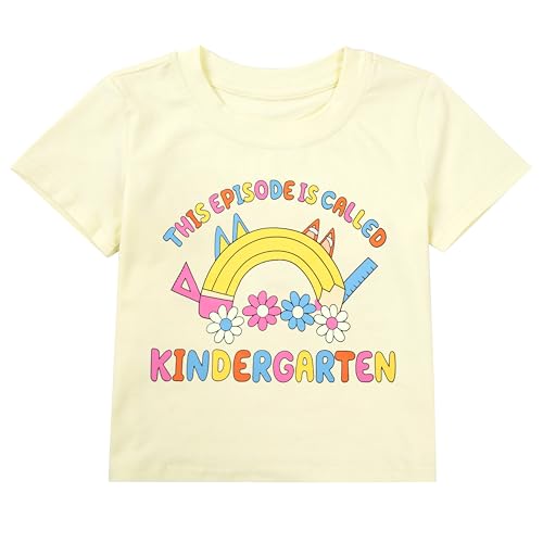 Image of First Day of Kindergarten Shirt:Toddler Boy Girls Back to School Shirt Funny Graphic Short Sleeve Tee Summer Top