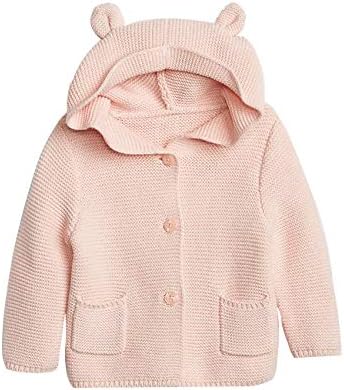 GAP Knitted Cute Bear Hoodie Sweater For Baby With Bear Ears, Size 6-12 M - Milkshake Pink
