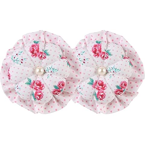NEOVIVA Fabric Coated Fully Padded Flower Shaped Pin Cushion with Wrist Wearable Band for Handy Needlework Sewing (Floral Fuchsia Roses, Pack of 1) Cover