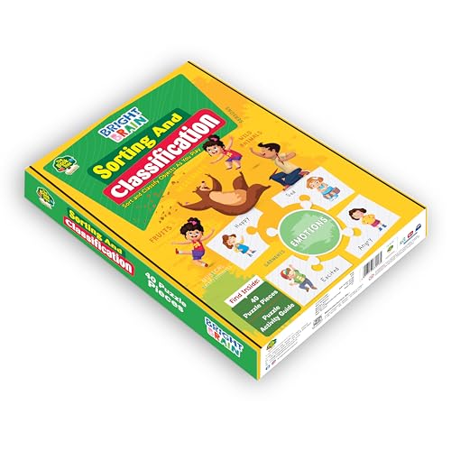 Image of The Book Tree Bright Brain Sorting & Classification Puzzle - Sort by Categories: Seasons, Wild Animals & More - 40 Pieces - for Kids Age 3+ - Gift Box by Majestic Book Club