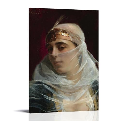 Tableau orientaliste de Theodoros Ralli portrait vintage femme turque sur toile haut de gamme