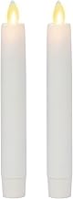 Luminara Flameless Battery Operated White Tapers, Pack of 2 0.87" x 6.75" Candles, Realistic LED Flickering Flame Safe for Home Kids & Pets
