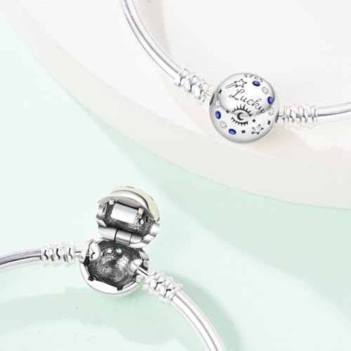 Image of 925 Sterling Silver Snake Chain Bracelets Fit Pandora Charms,Heart Clasp Bracelets Perfect For Any Glamour Gift for Women with 5 A Cubic Zirconia