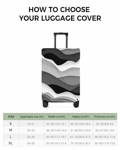 Travel Luggage Cover, Abstract Ocean Waves Black Gray Gradient Geometric Pattern,Elastic Washable Stretch Suitcase Protector Travel Suitcase Cover Fits 29-32 Inch Luggage3