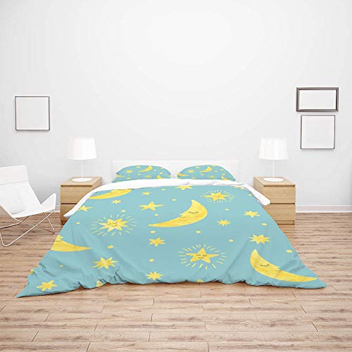 Parure de lit lune et étoiles en polyester pour lit simple - 4