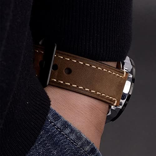 Leather Watch Bands for Men,Vintage Crazy Horse Leather & Vegetable