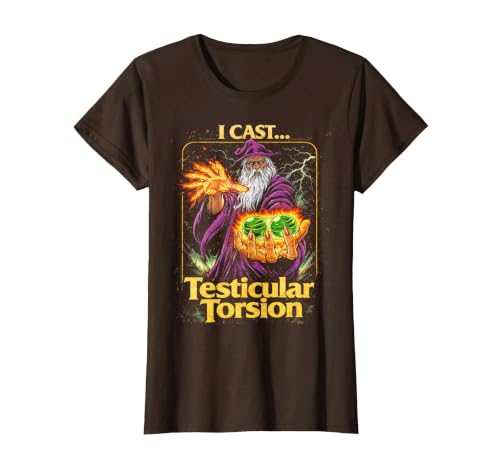 I Cast Testicular Torsion Funny Wizard Meme T-Shirt, Women, Brown, Large
