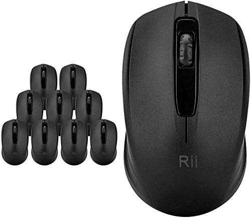 Image of Rii 10-Pack Wireless Mouse,2.4G Portable Computer Mice for PC, Laptop, Windows,Office Included Wireless USB dongle (Black)