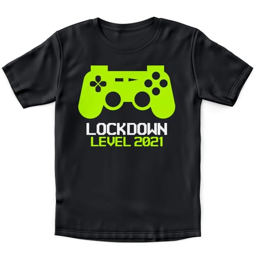 Kids Lockdown Level 2021 T Shirt Gaming 2021 Funny Gamer Gifts Video Game Home Black L