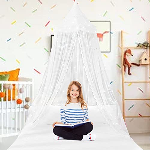 Staolene Rainbow Kids Bed Canopy For Girls Baby Crib With Butterfly Fairy Dream Princess Bed Canopy Hanging Mosquito Net Reading Nook Canopies Room Decor (White) #TOP6