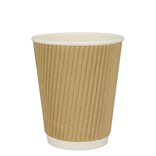 Ripple Cups - RIFFELBECHER, Einweg, Recycling, Coffee to go Becher braun - 8oz, 200ml, 500 Stück Cover