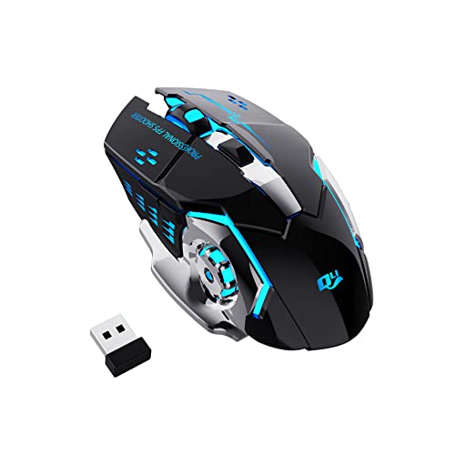 Ratón inalámbrico recargable QELIROKY con clic silencioso y DPI ajustable para PC