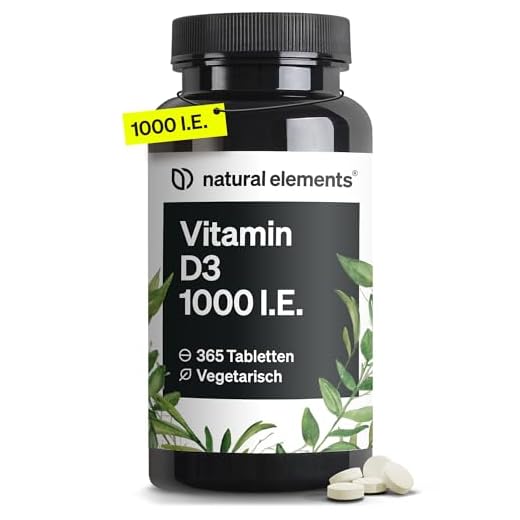 natural elements Vitamin D3 1000 I.E. – 365 Tabletten im Jahresvorrat – Vitamin D für Knochen und Immunsystem – hochdosiert, ohne unnötige Zusätze – in Deutschland produziert & laborgeprüft