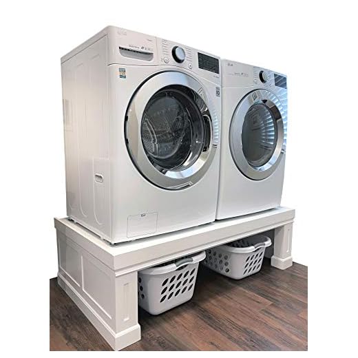 The Elevation Pedestal | Raises Your Washer & Dryer | Custom-Made to Fit All Machines, Samsung, LG, GE, Whirlpool, etc| Adds Storage, Beautifies Your Laundry Room | Premium, Solid Wood, 52-58” Wide
