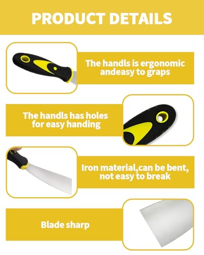 5 PCS Putty Knife, 2 Inch Spackle Knives, Stainless Steel Paint Scraper for Repairing Drywall, Removing Wallpaper, Mud, Plaster Scraping, Applying Putty - Thumbnail 3
