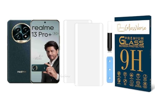 Image of GlassVerse 13 Pro Plus UV Tempered Glass Screen Protector. Pack Of 2 | 3D Curved Edge | 9H Hardness | Full UV Glue with UV Light | Anti-Scratch | Case Friendly | HD Clear. (6.7 Inches)