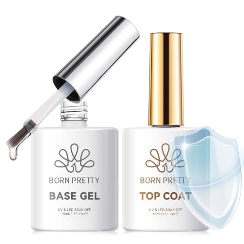 Born Pretty 2PCS 15ml No Wipe Glossy Top Coat and Gel Base Set