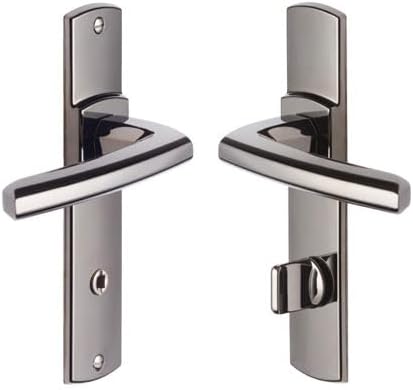 Door Handle Set on SULT Plate - Version with Condemnation for Toilet & Bathroom - Spacing 165mm - Zamak Material - Heavy Duty Zamak Material - Black Diamond Finish