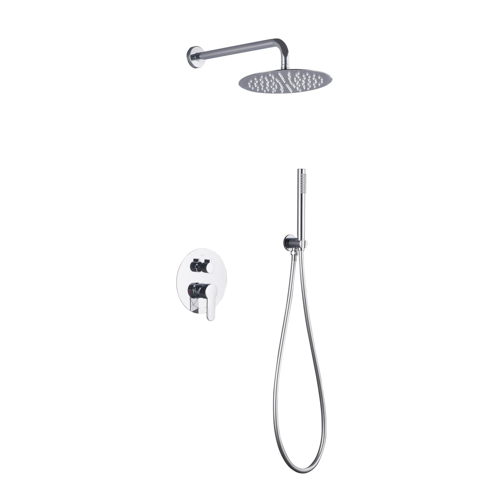 Sistema de Ducha Empotrado con Rociador Ducha Lluvia 25 Cm Redondo sin Grifo Cromado