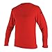 O'Neill Wetsuits UV Sun Protection Mens Basic Skins Long Sleeve Tee Sun Shirt Rash Guard, Red, Large
