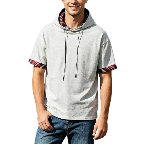 T-shirt à capuche homme à manches courtes et boutons pour l'été