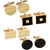 Premium Gold Cufflinks: Crafted from high-quality alloy, these gold cufflinks for men offer a luxurious shine and durable finish; The elegant design complements formal attire, making them ideal for business meetings and special occasions Versatile De...